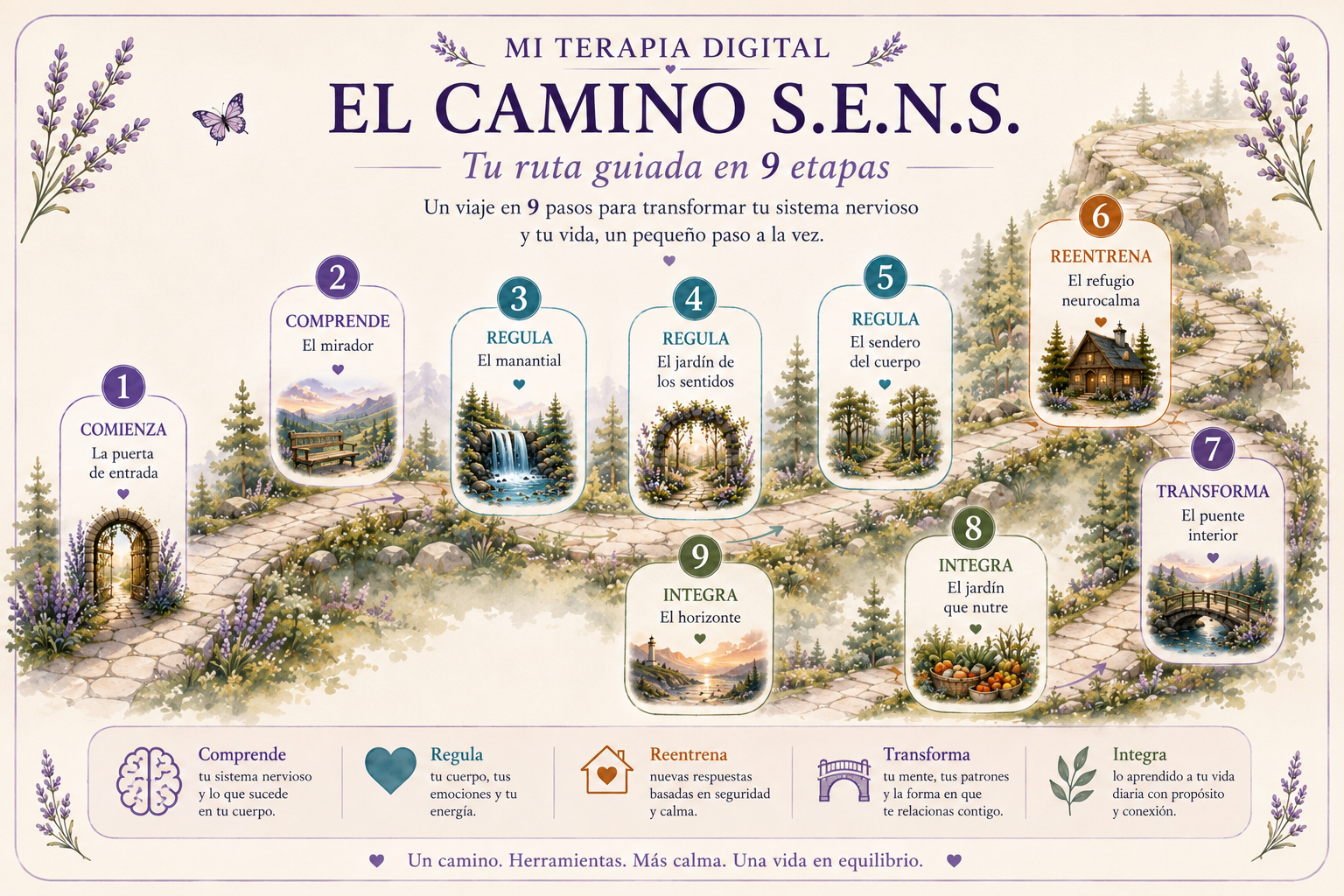 El Camino S.E.N.S.: tu ruta guiada en 9 etapas dentro de Mi Terapia Digital